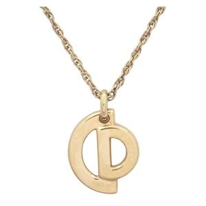CHRISTIAN DIOR Pendant Necklace | CD Pendant 17" Gold Tone Chain | AUTHENTICATED